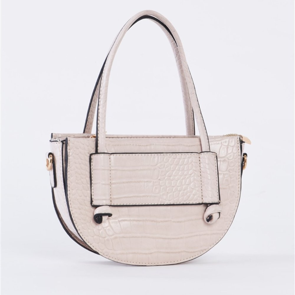 Jillian Croc Embossed Vegan Leather Bag (Stone)